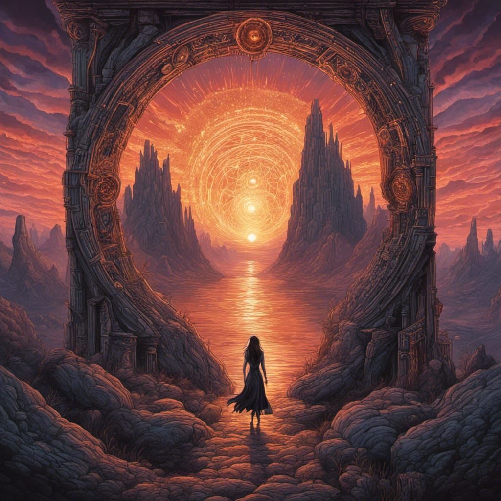 Magic Portals Illustration in Alex Grey Style