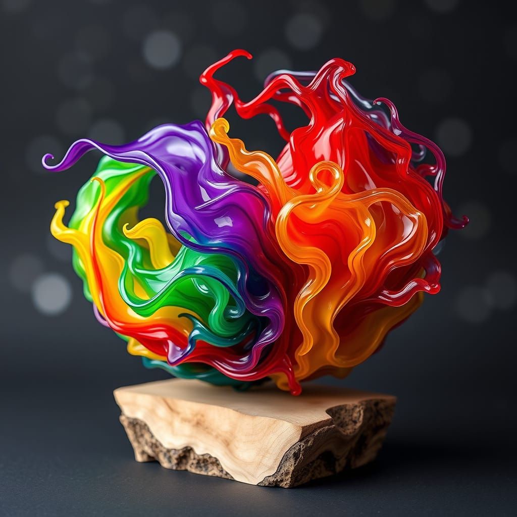 Abstract sculpture:Tongues of Rainbow fire