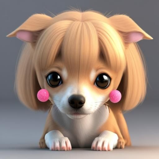 Kawaii 3D Cartoon of Italian Greyhound