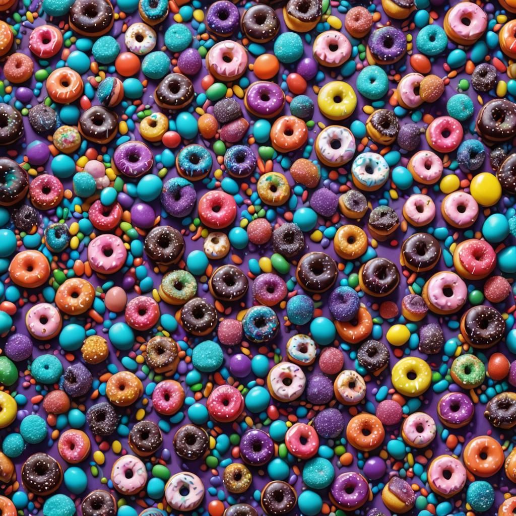 Rainbow Galaxy Donuts and Cocktails in Dreamlike Style