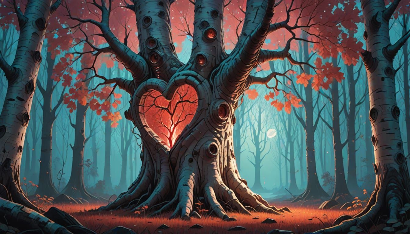 Symmetric Tree of Eternal Love in Cosmic Glow