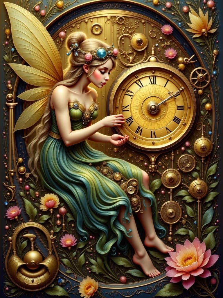 Whimsical Fairy Inside Vintage Clockwork