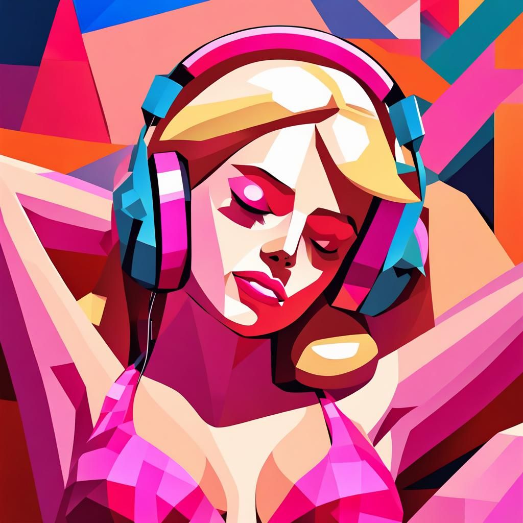 Attractive Blonde Girl Sleeping as Cubist Art