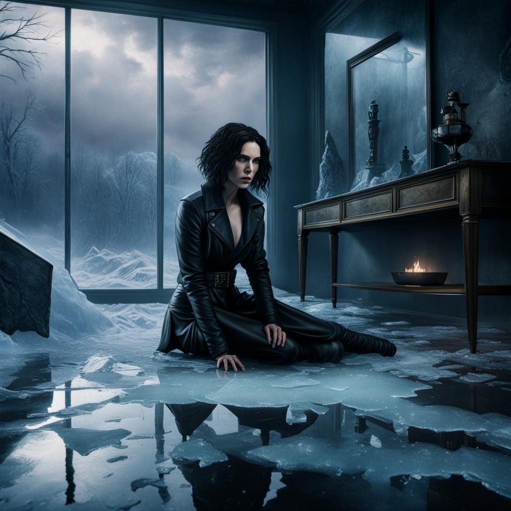 Icy Fall: A Dystopian Matte Painting of Shattered Glass