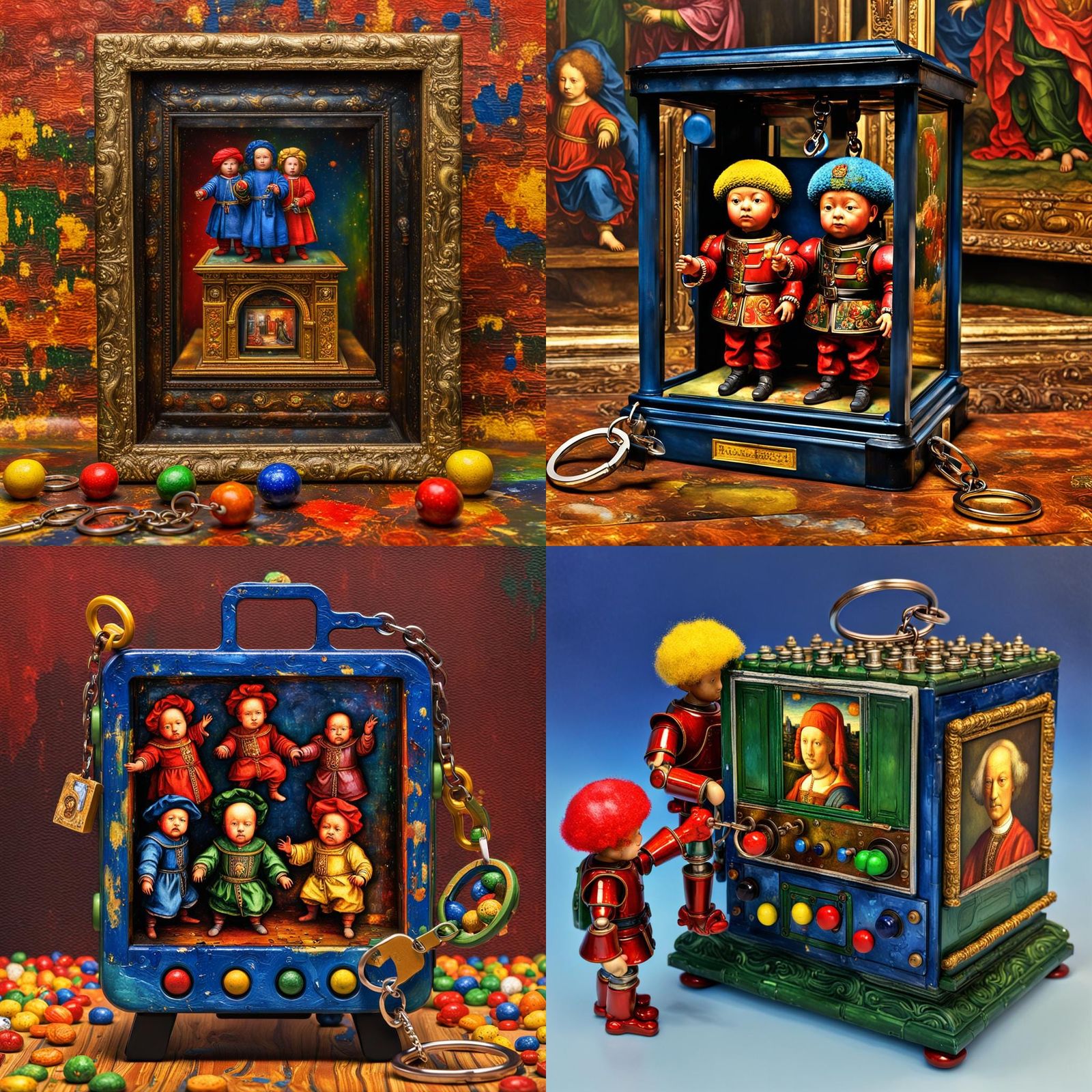 Renaissance Oil Painting of a Toy Multiportal Machine