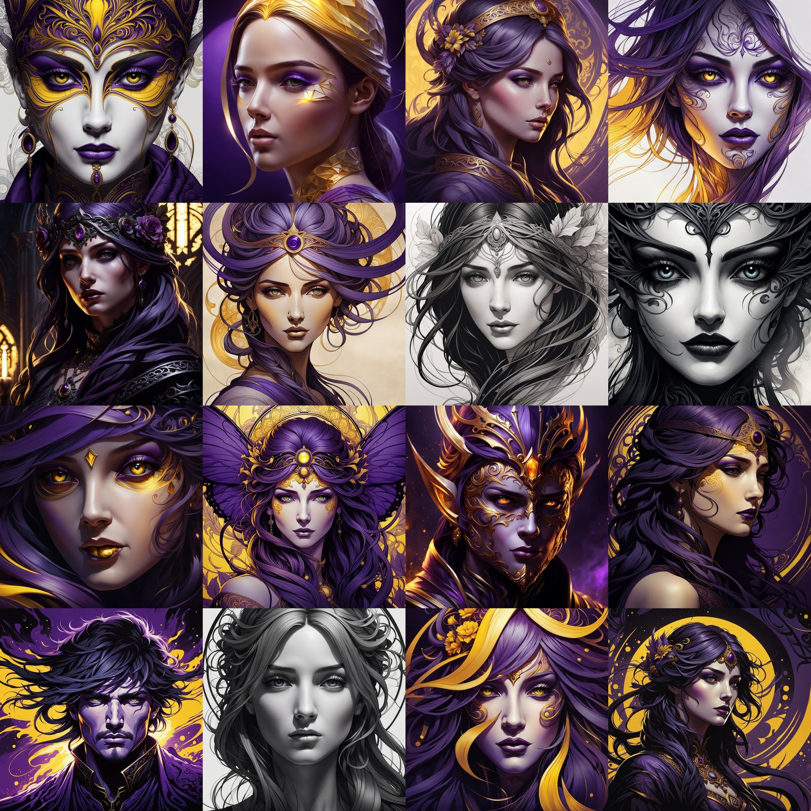 Elegant Single-Line Face Drawing in Art Nouveau Style