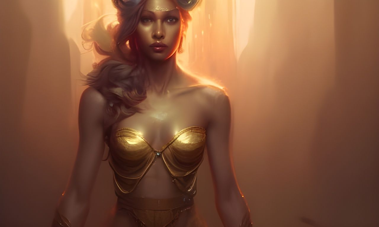 Futuristic Angelic Model with Gold Accessories