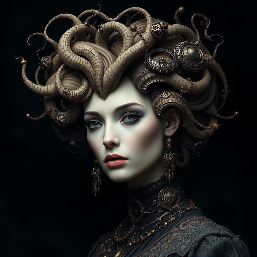 Queen of Mystery Portrait in Surreal Biomechanical Style