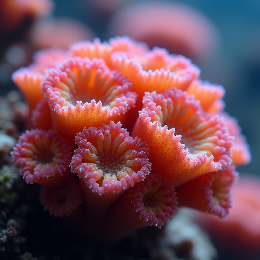 Vibrant Coral Formation in Macro Photography Style