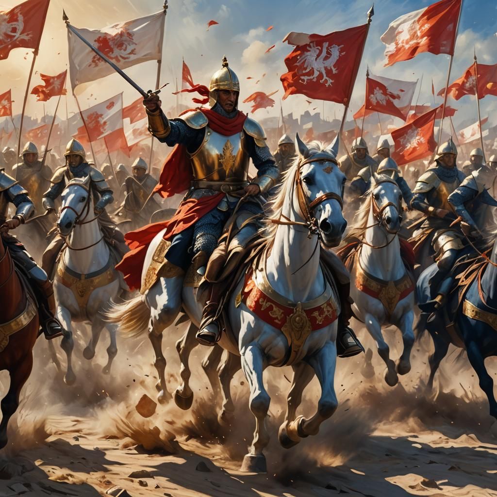 Epic Husaria Cavalry Charge in Byzantine Art Style