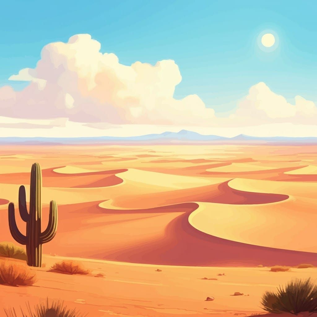 Opal Desert Landscape in Watercolor Illustration Style