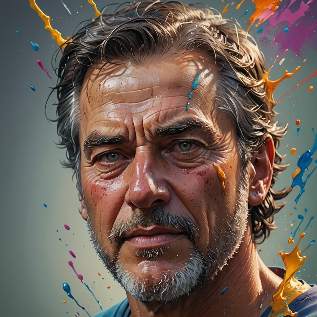 Hyperrealistic Portrait with Dramatic Lighting and Color