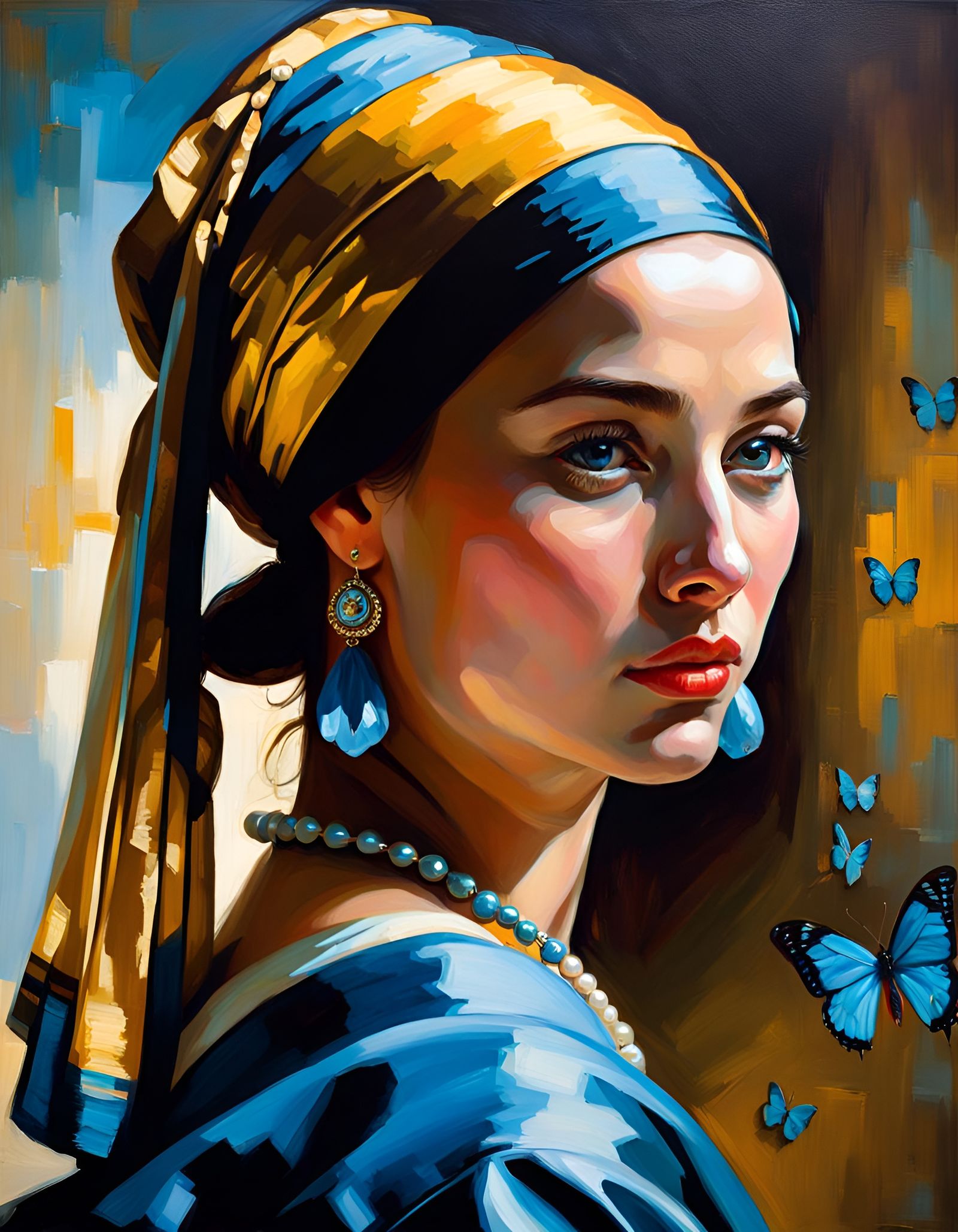 Girl with a Pearl Earring, Hyperrealistic Oil Painting