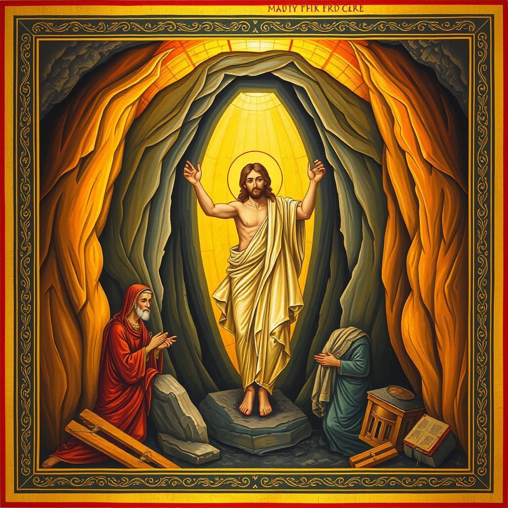 Majestic Orthodox Icon of Jesus Christ Resurrection