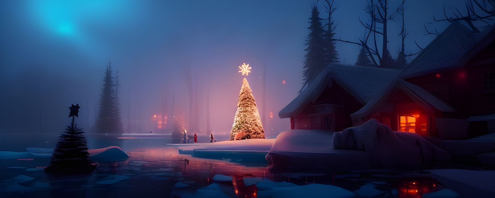 Christmas Tree on Frozen Lake: A Winter Masterpiece