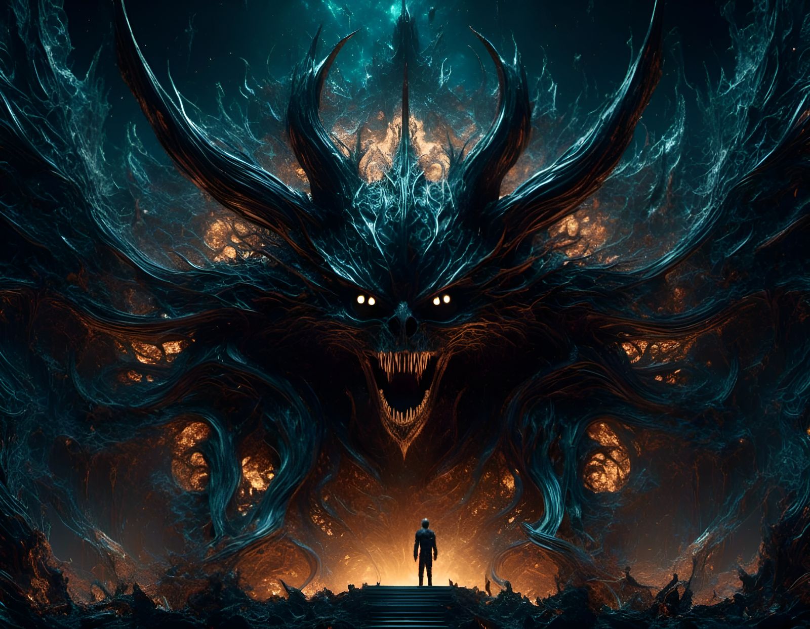 Shadow Demon Emerges from Star in Galactic Fantasy