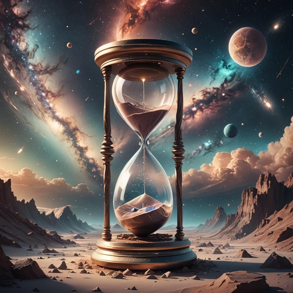 Hourglass in Space: A Digital Illustration of Time