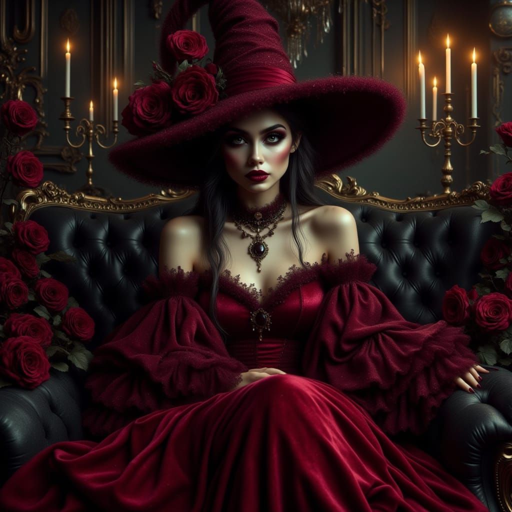 Elegant Witch Portrait in Burtonesque Style
