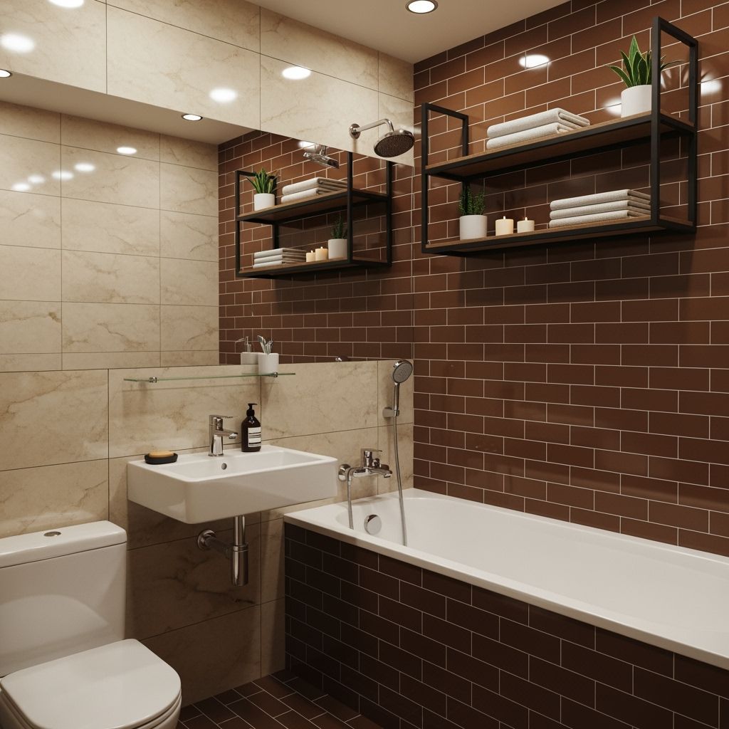 Cozy 3D Rendered Bathroom in Marble and Brick