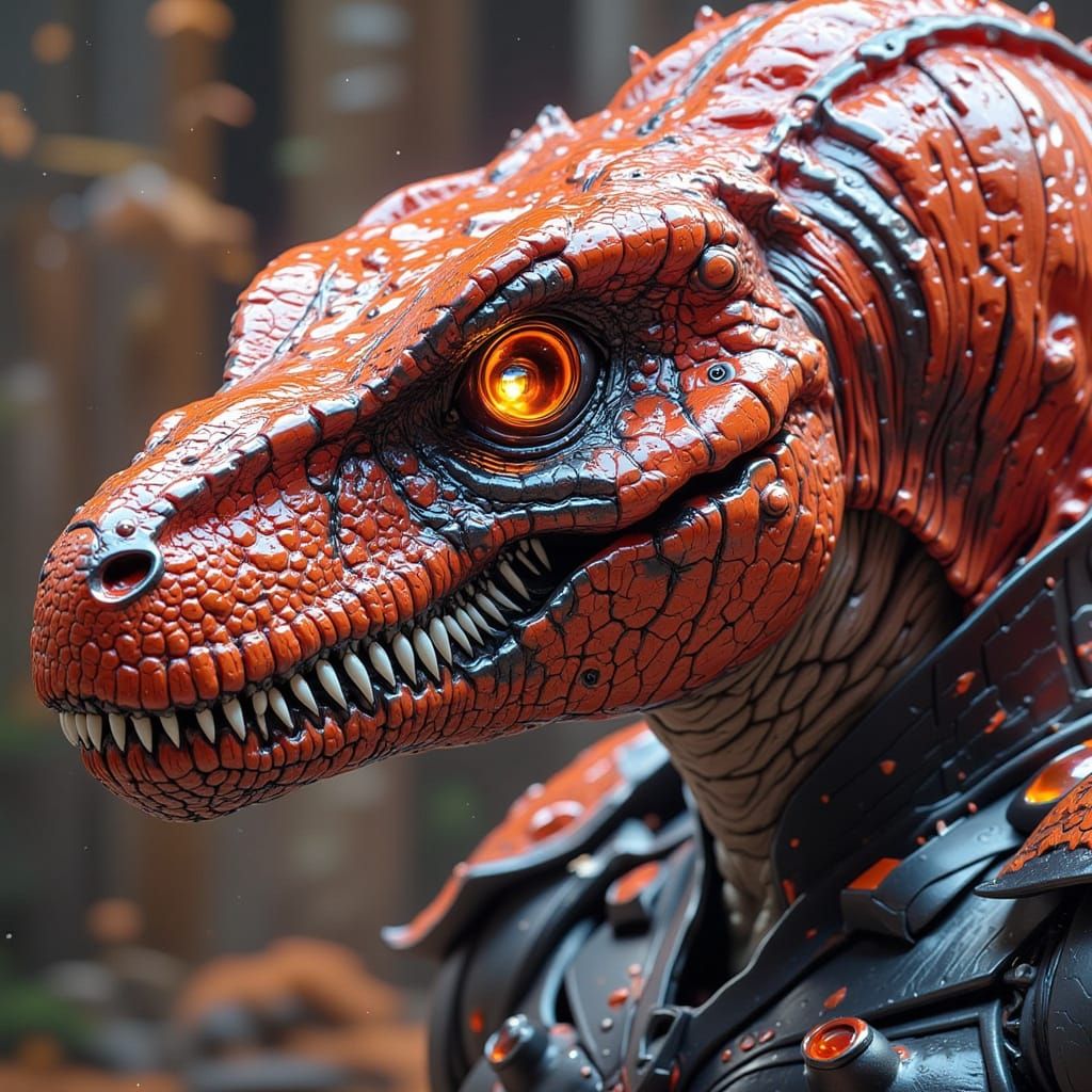 Robotic T-Rex Velociraptor Fusion in Sci-Fi Style