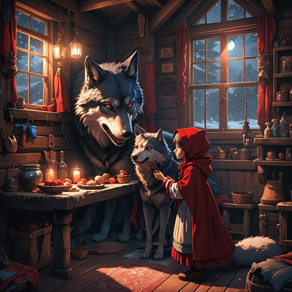 Little Red Riding Hood: Dark Fantasy Anime Scene