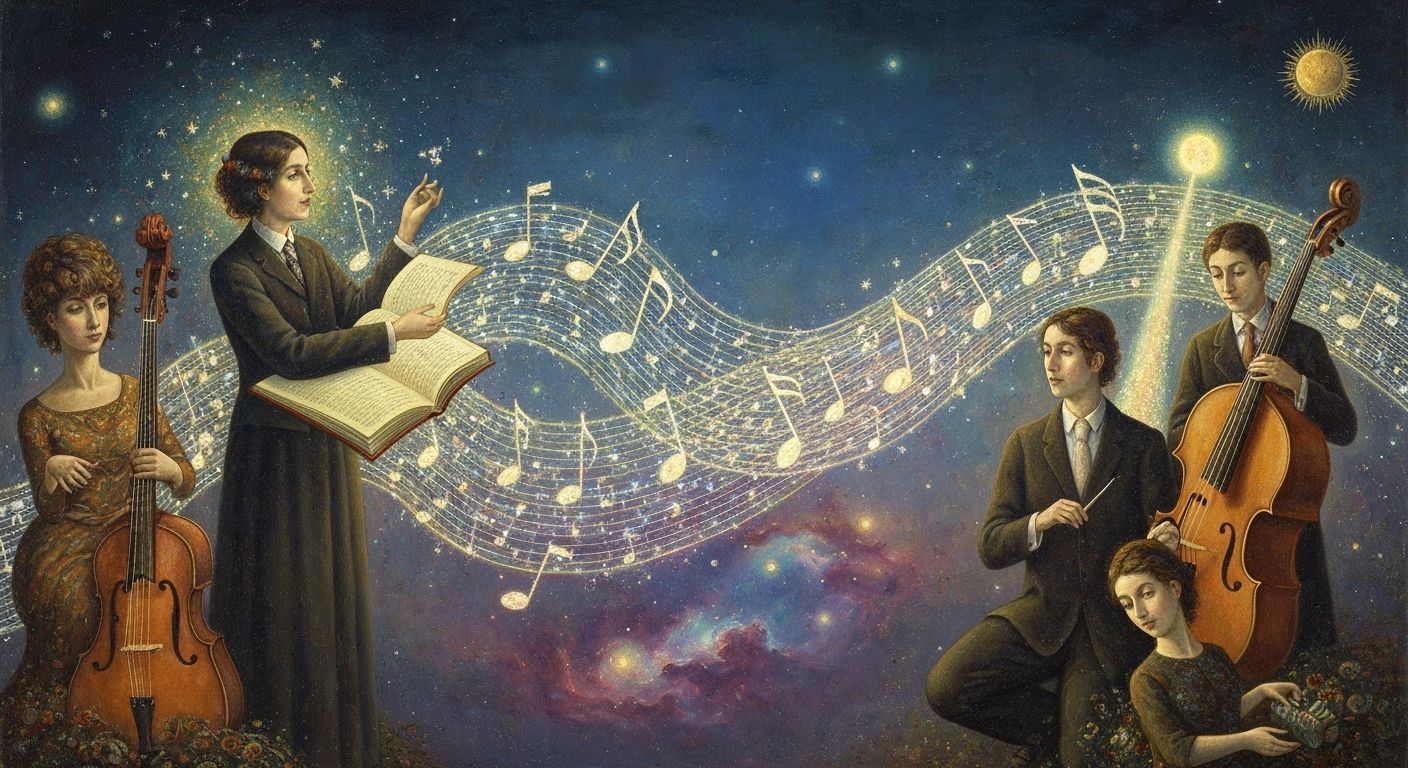 Magical Musicians Creating Arcane Melodies in Ethereal Glow