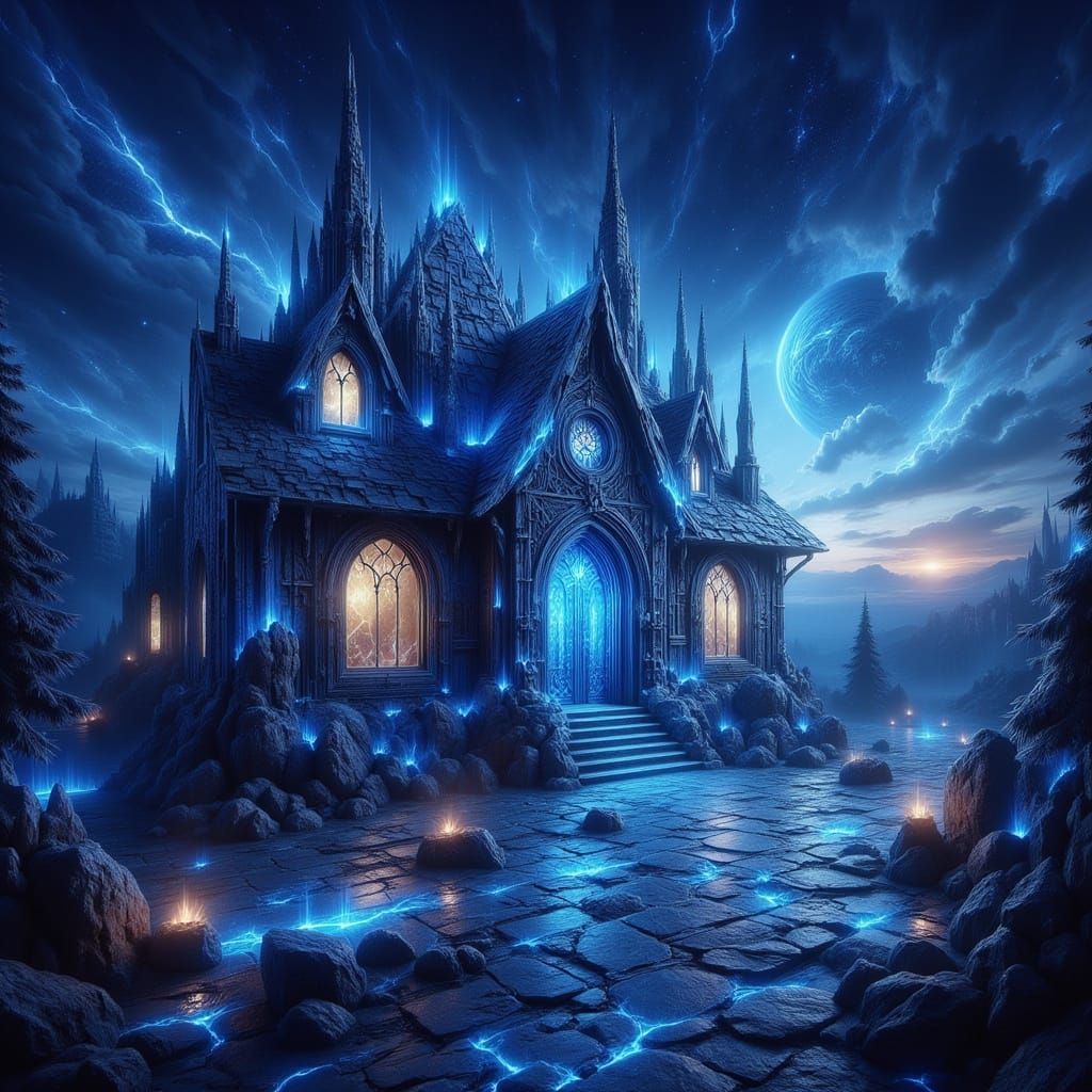 Majestic Sapphire Gemstone House on Alien Planet