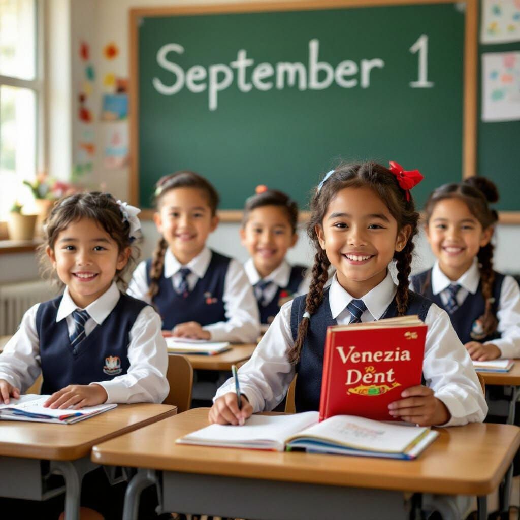 Children Learning in Classroom, Illustrated Style