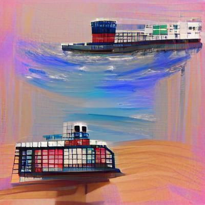Gigantic Container Ship on Open Sea