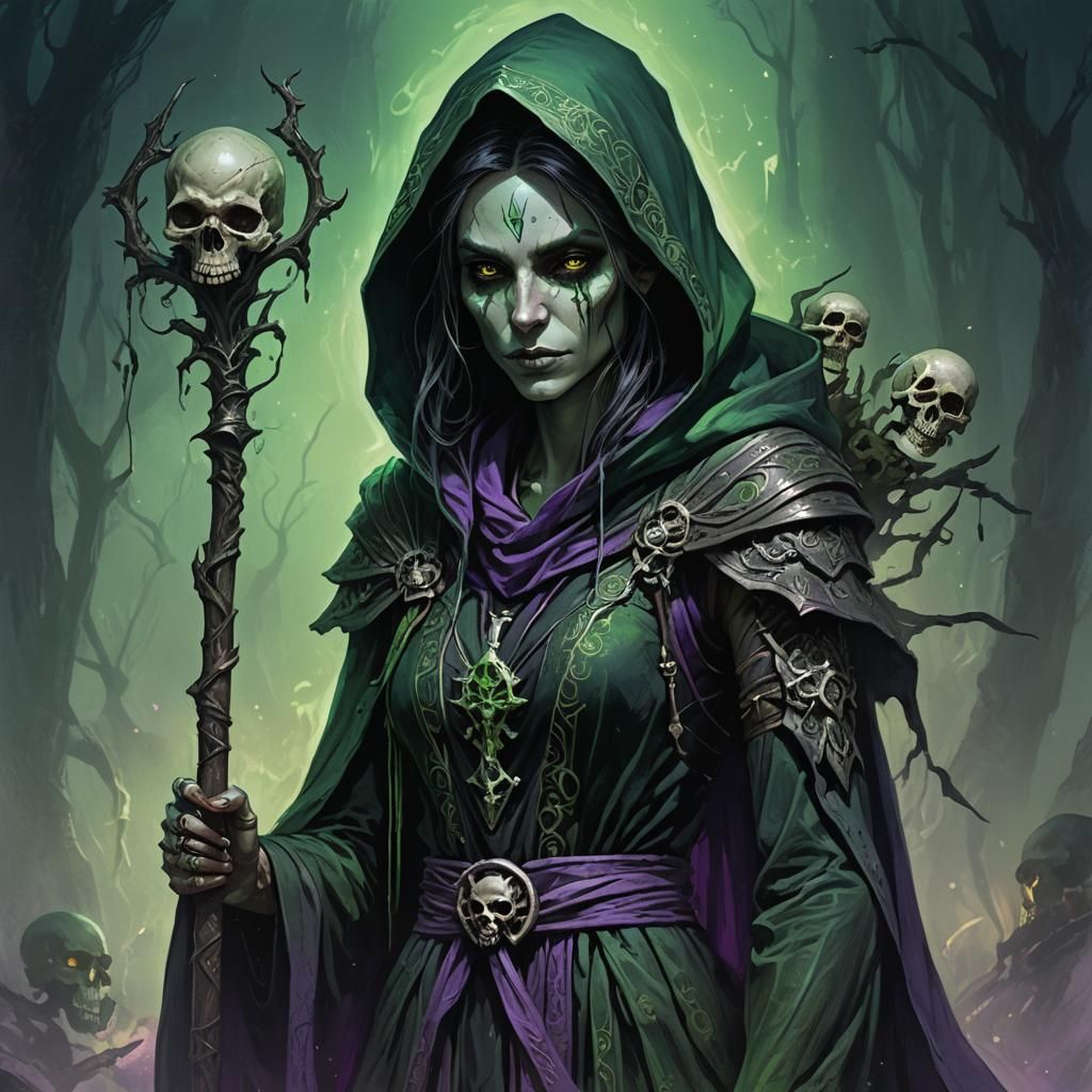 Necromancer Elf Woman in Dark Fantasy Art