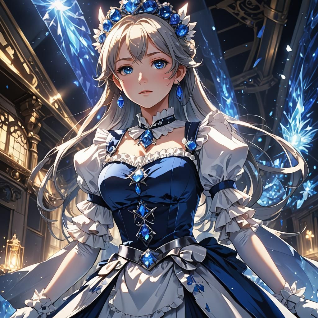 Heroic Anime Princess in Sapphire Light