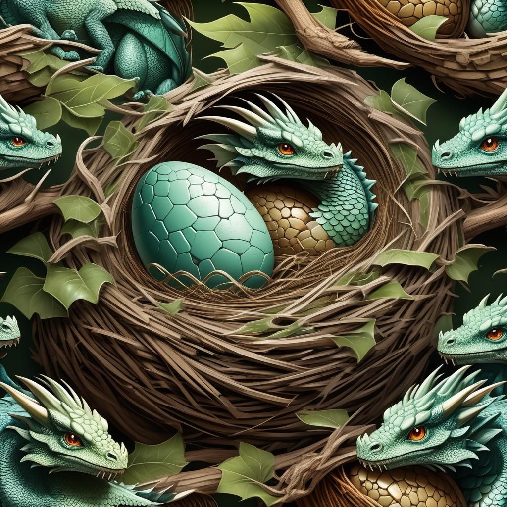 Baby Dragons Hatching in Elaborate Nest