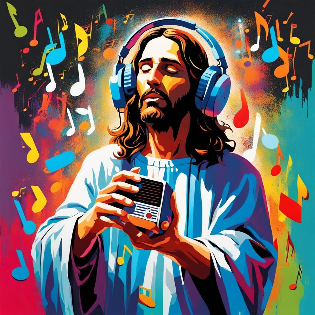 Jesus Listens to Radio: Disney Pixar Graffiti Art