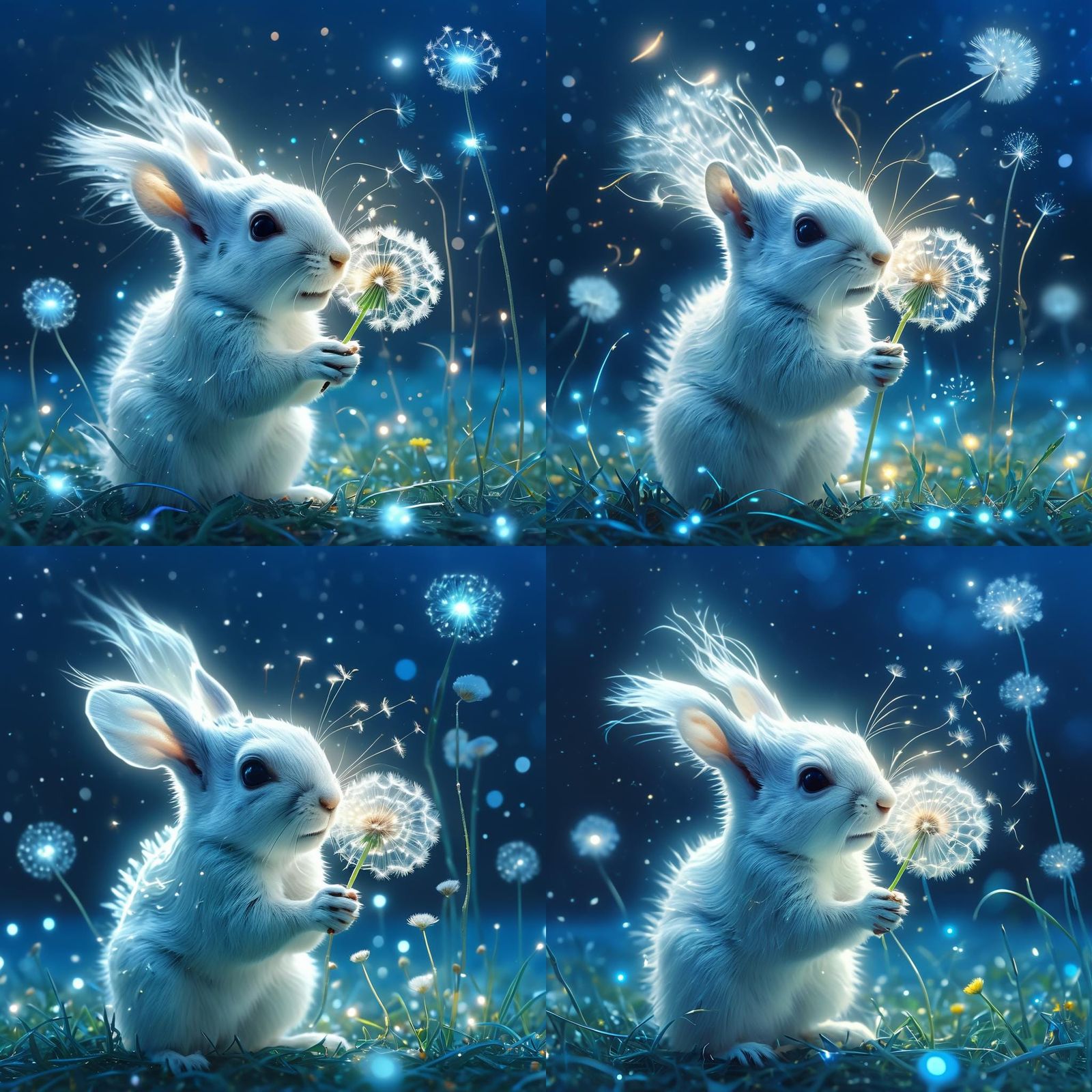 Squirrel and Dandelion in Ethereal Lighting