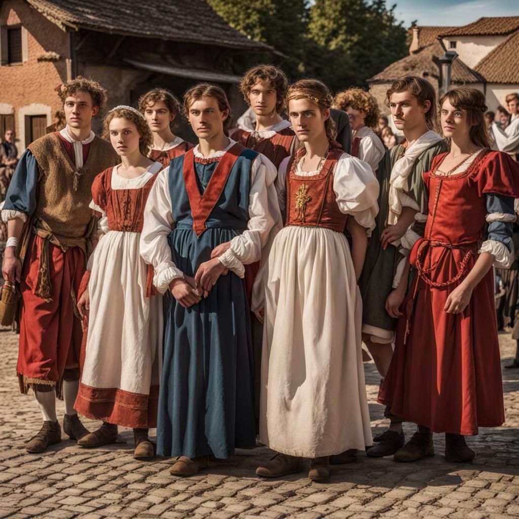 Festive Gathering: Young People in Historical Costumes