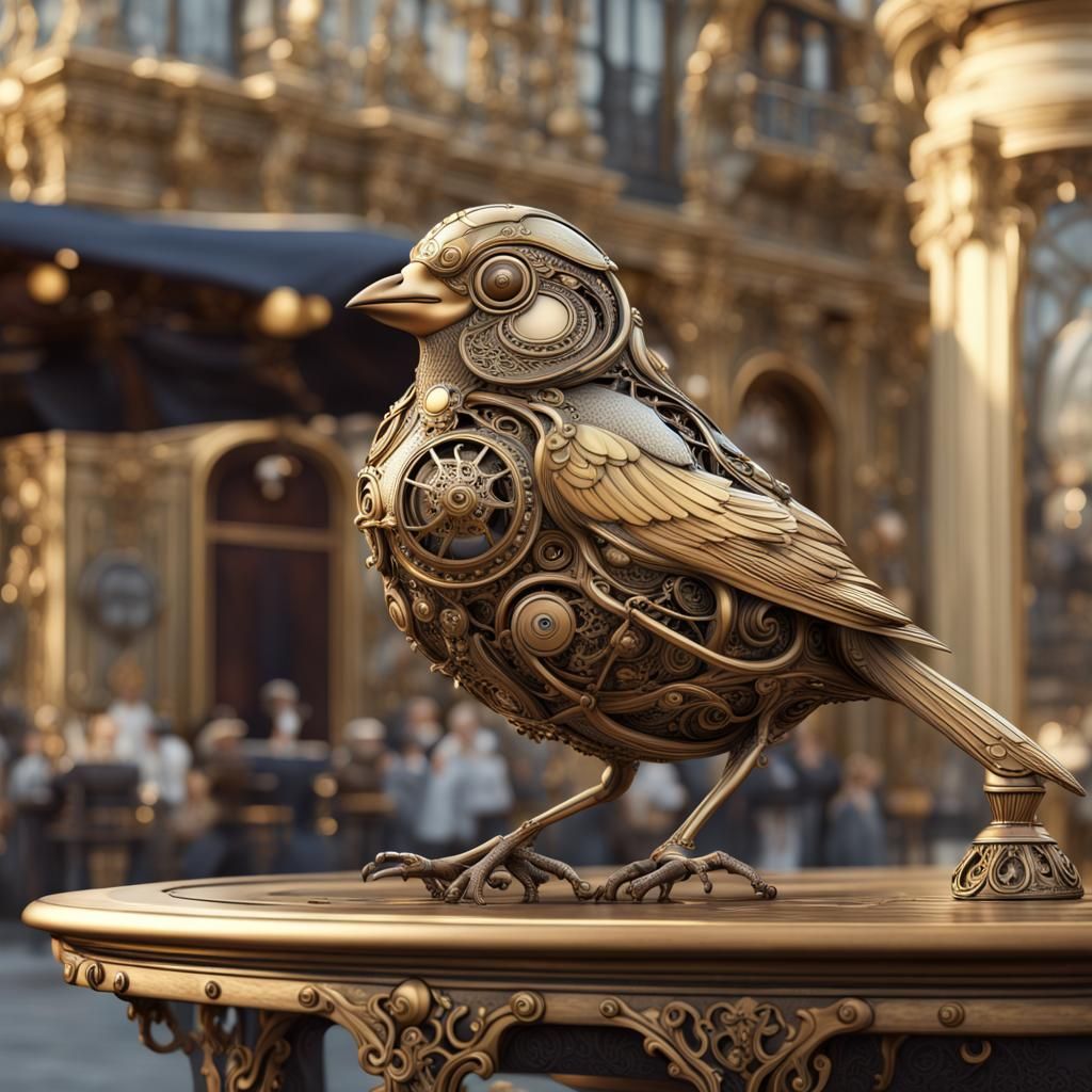 Ornate Steampunk Sparrow with Detailed Metalwork