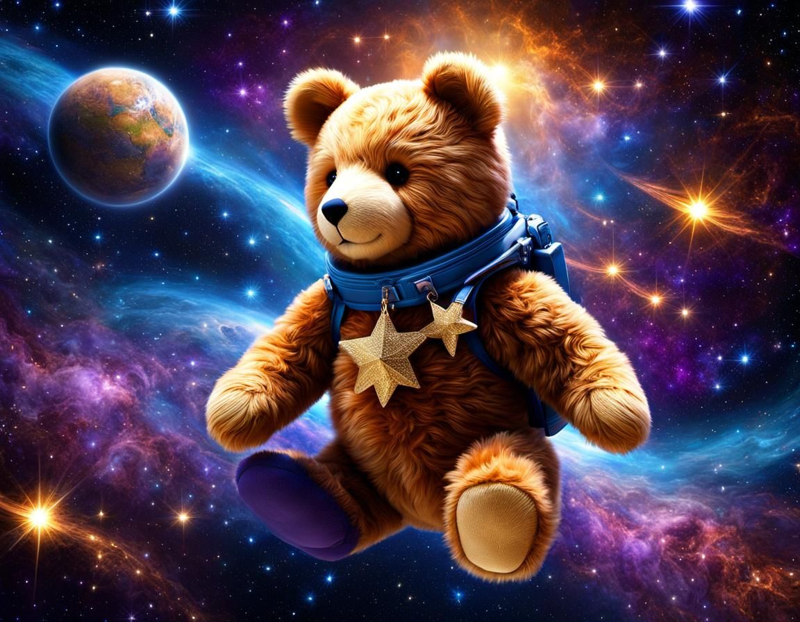 Teddy Bear's Space Adventure: A 3D Render