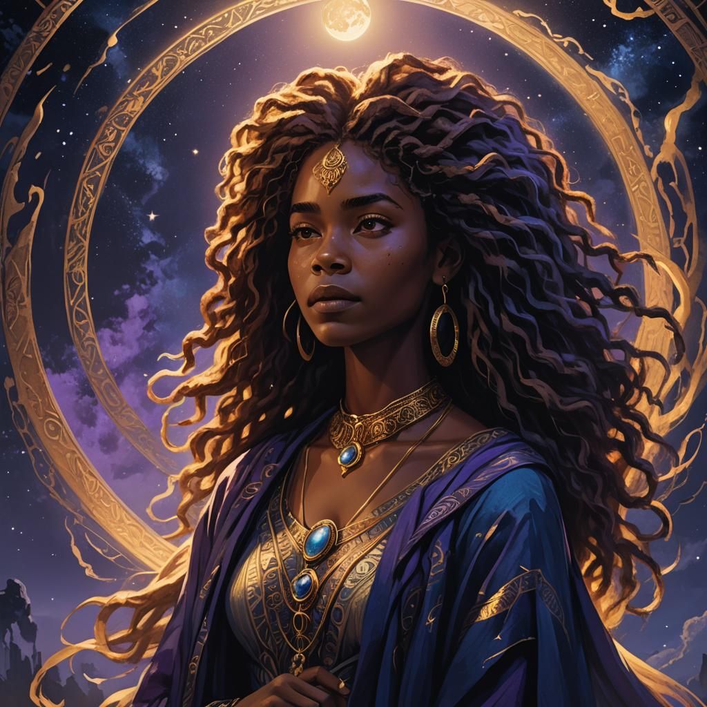 Mystical Woman with Glowing Eyes in Fantasy Realism