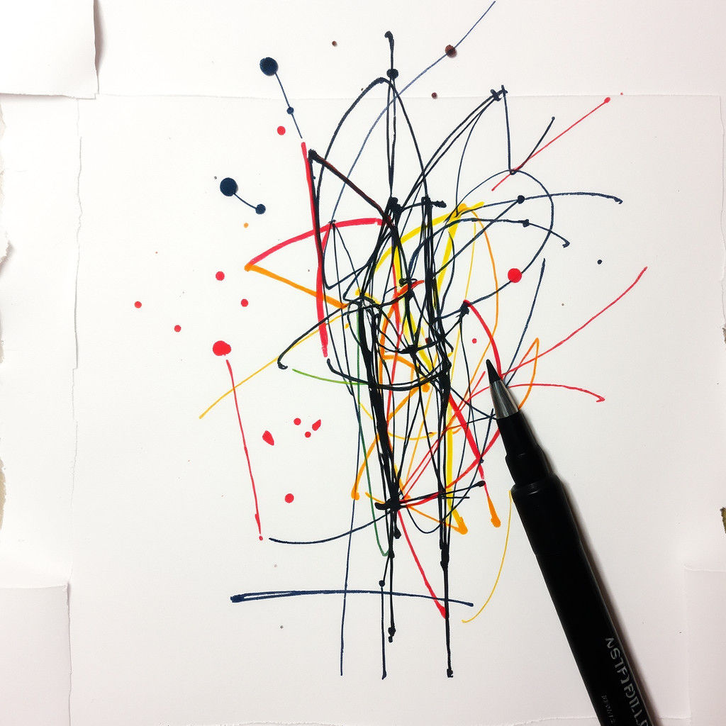 Expressive Doodle Art in Basquiat and Schiele Style