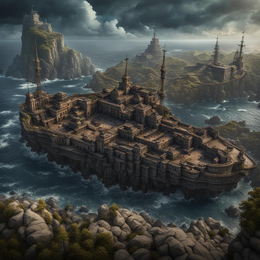 Heavily Guarded Offshore Prison in Hyperrealistic 3D