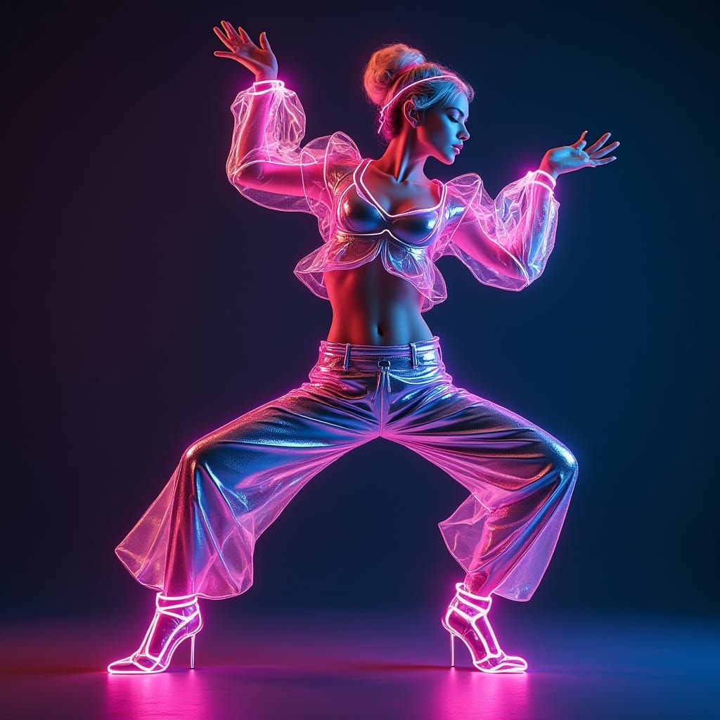 Neon Lololo Dancer in Cyberpunk Aesthetic
