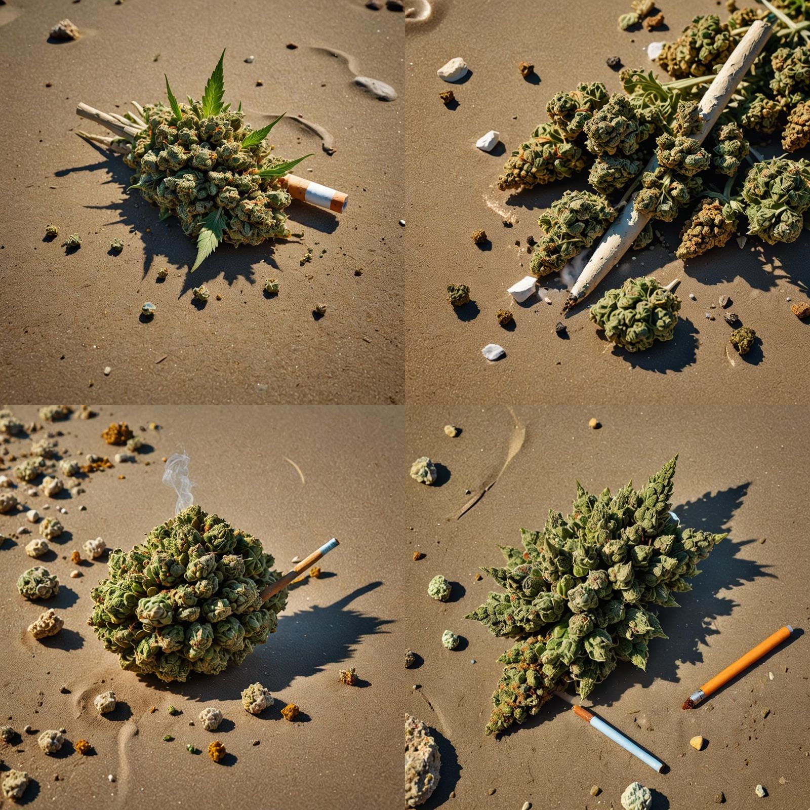 Hyperrealistic Weed Nug Rolling Joint on Beach