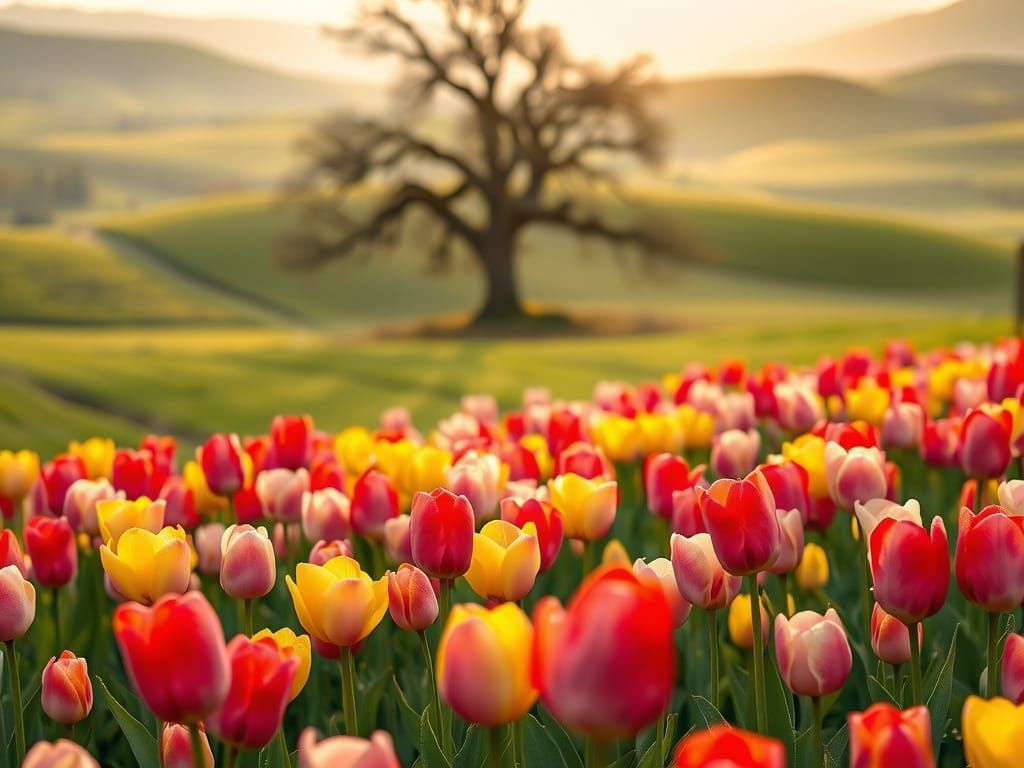 Surreal Spring Bloom in Vibrant Hues