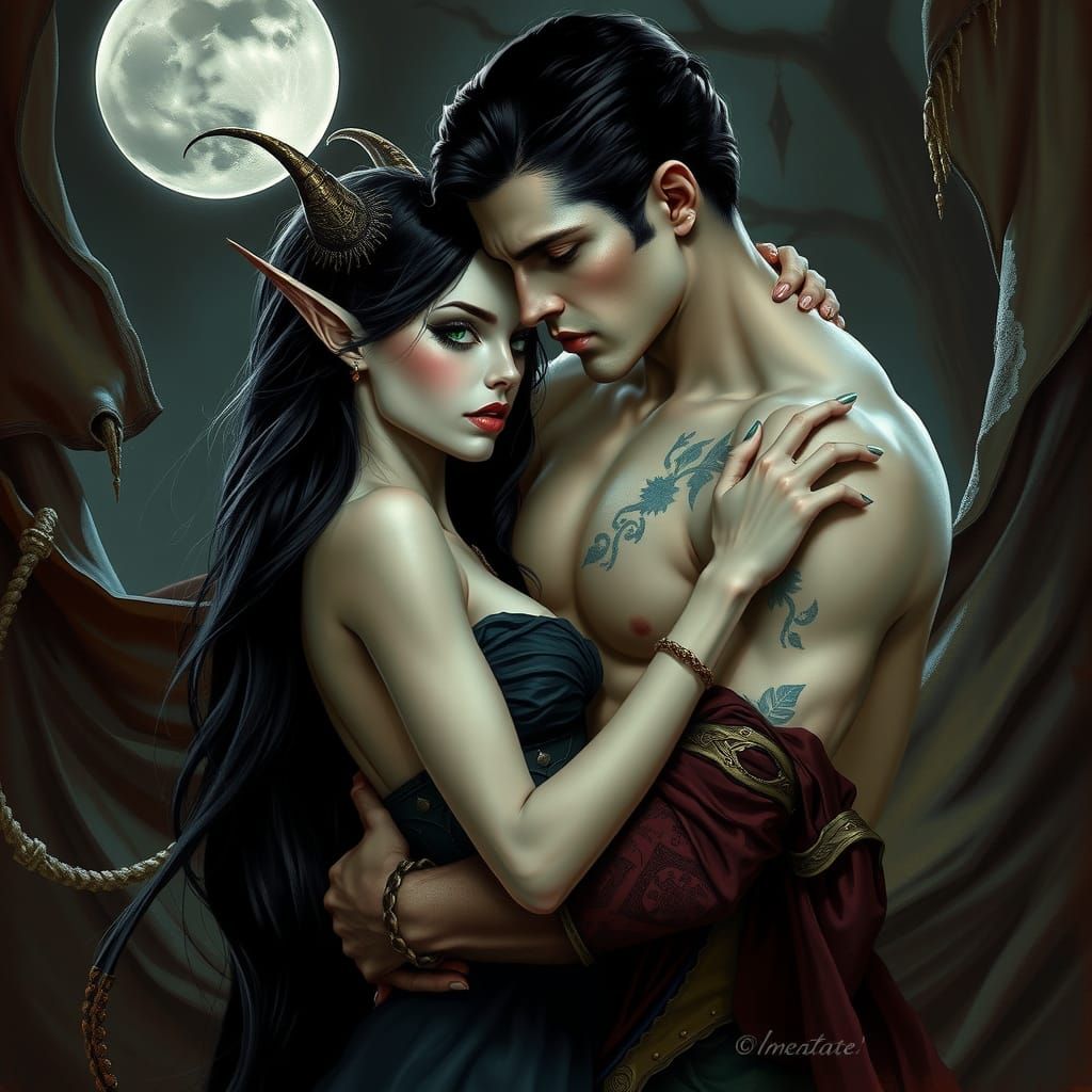 Dark Elf and Vampire Ethereal Moonlit Dance