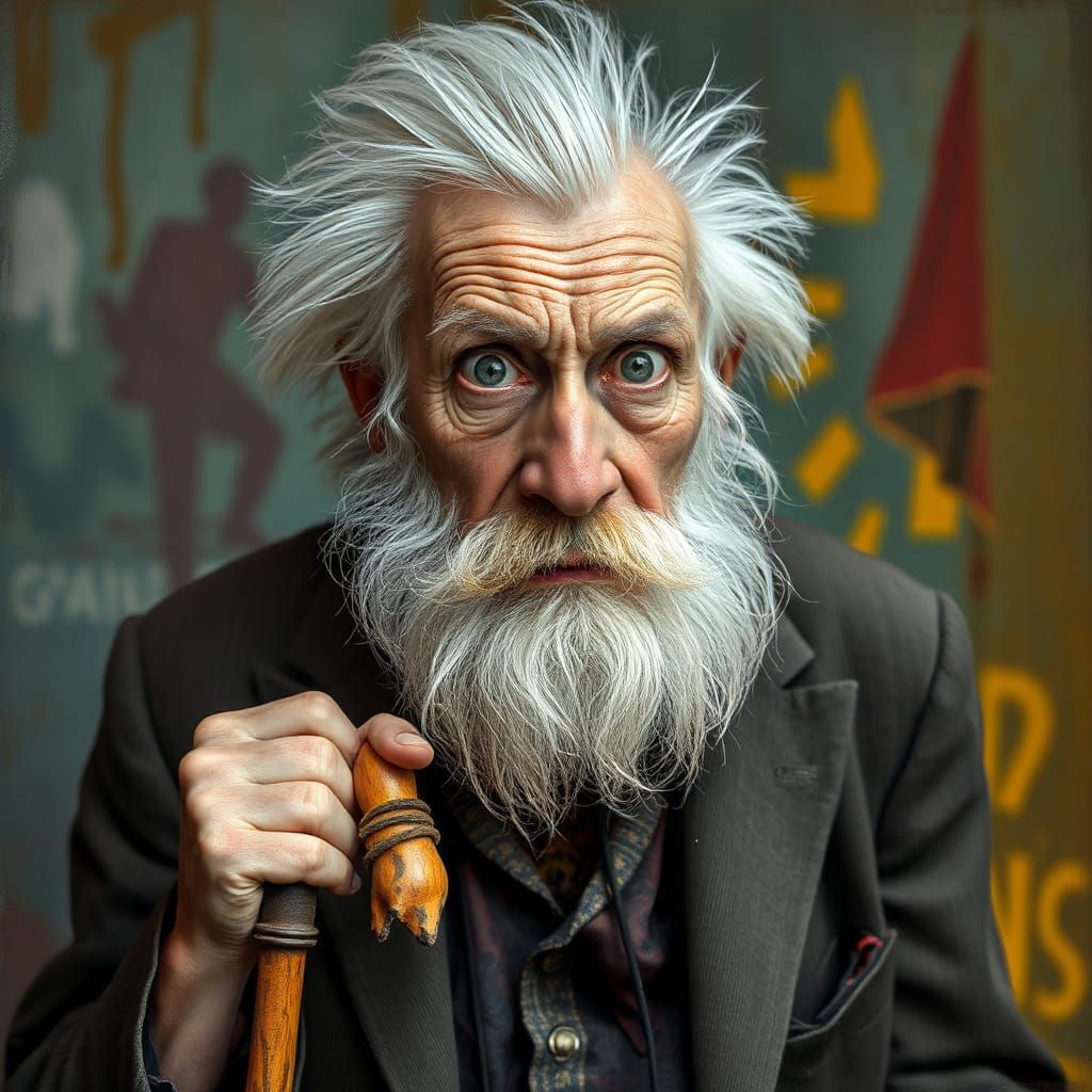 Expressive Portrait of a Disheveled Old Man