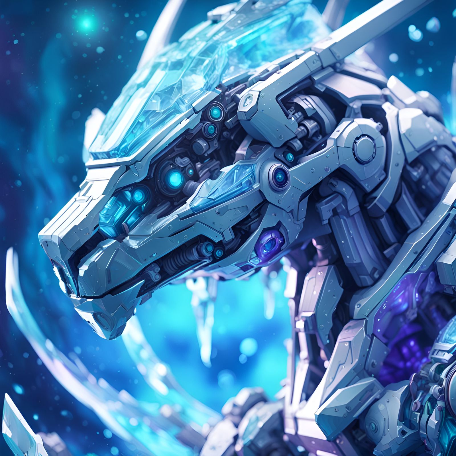 Icy Cyber Dragon in Hyperrealistic Style
