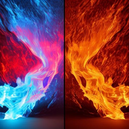 Dramatic Fire and Ice Landscape in 8K