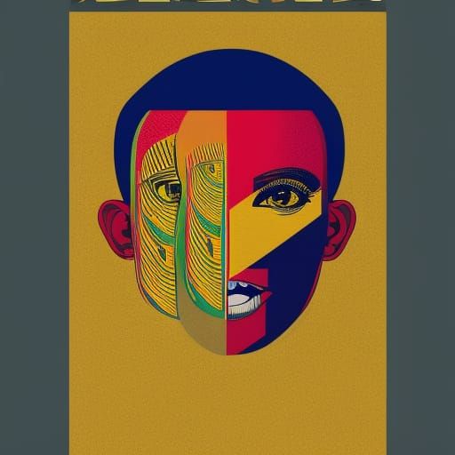 Pop Art African Face in Geometric Bauhaus Style