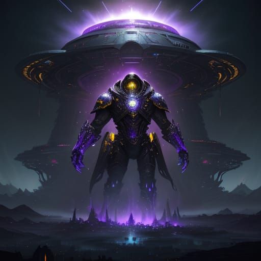 Alien Mothership Concept Art in Dark Fantasy Style