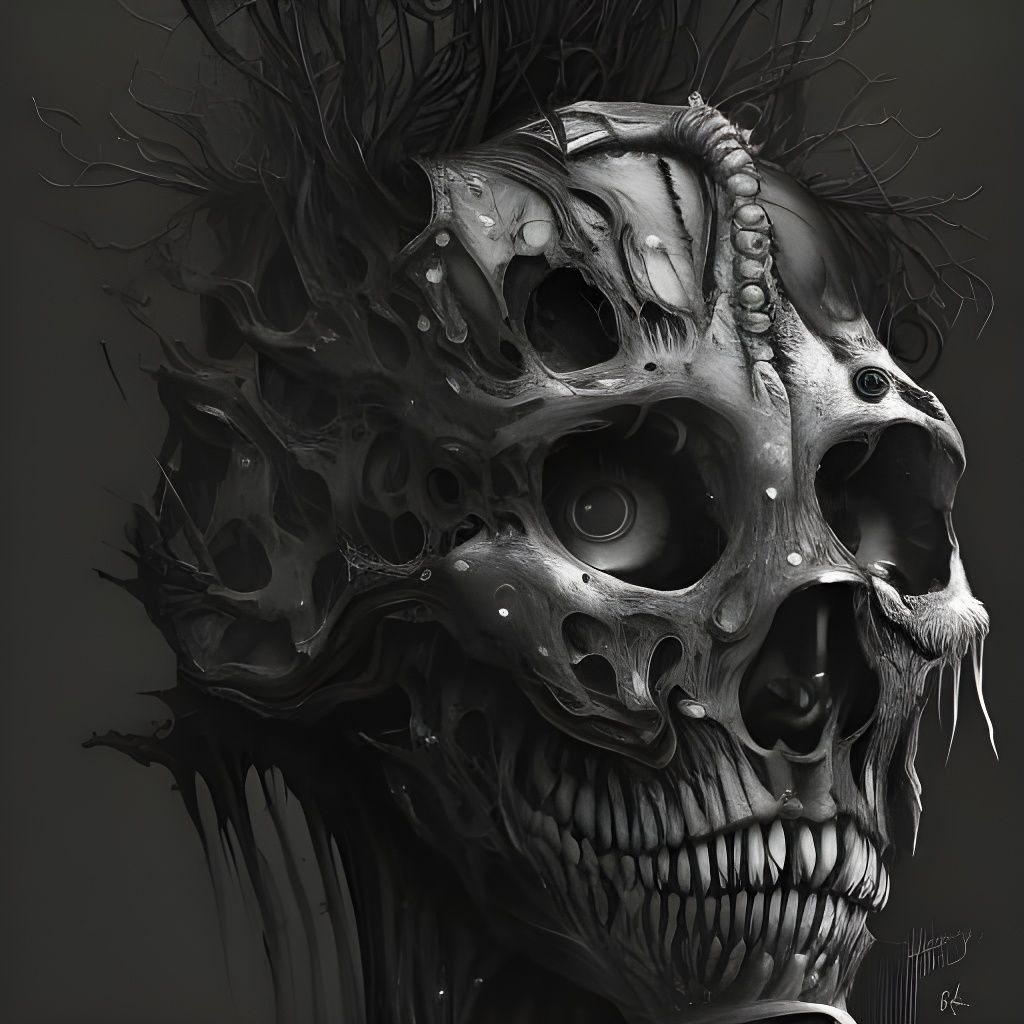 Terrifying Stardust Raven in Horror Style